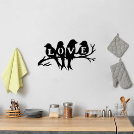 Wallity Birds Love - 522 Accesorio de Pared de Metal Negro